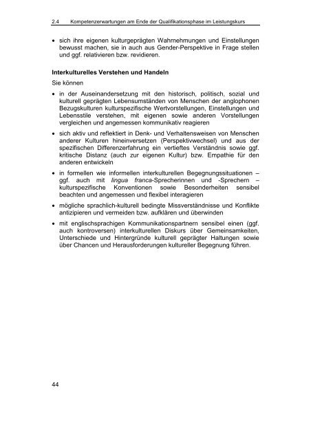 Kernlehrplan Englisch - Standardsicherung NRW