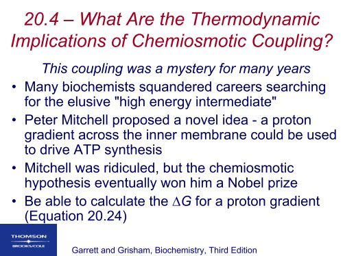 Electron Transport and Oxidative Phosphorylation