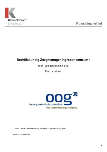 Profiel Oogziekenhuis Bedrijfskundig Zorgmanager ... - NVLO
