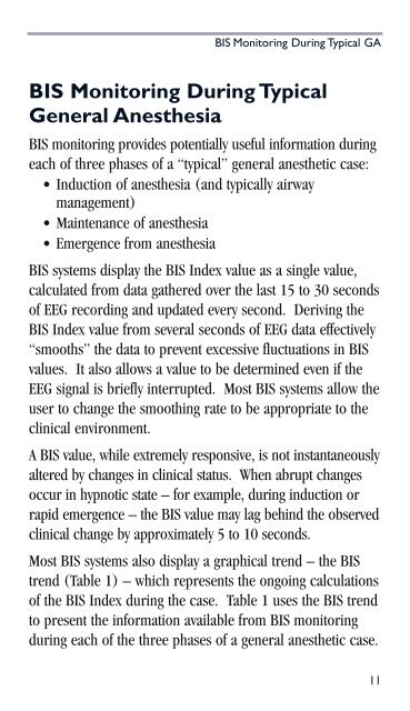 BIS guide for clinicians