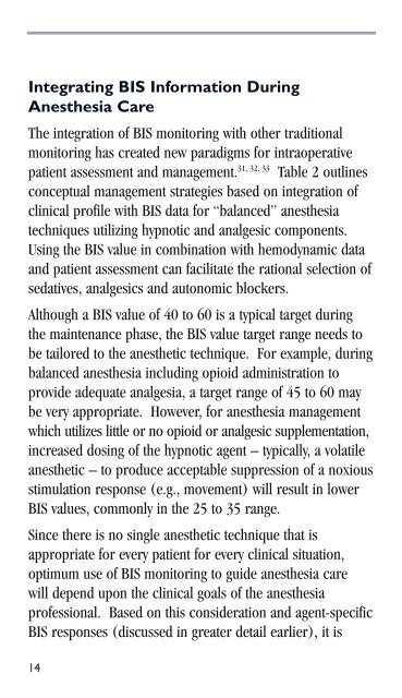 BIS guide for clinicians