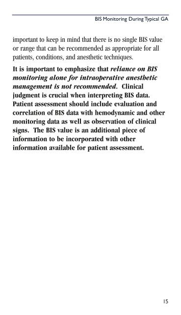 BIS guide for clinicians