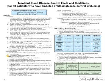 Inpatient Blood Glucose Control Facts and Guidelines (For all ...