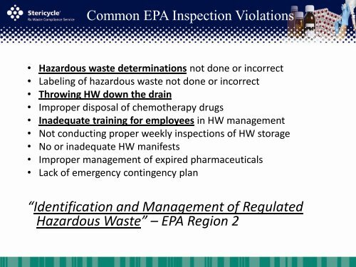 Pharmaceutical Waste Compliance Program Clinician In-Service
