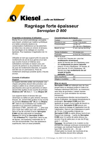 Ragréage forte épaisseur Servoplan D 800 - Kiesel - Kiesel ...