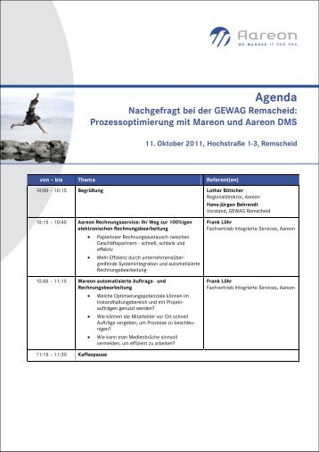 Agenda - Nachgefragt bei der GEWAG Remscheid - Aareon Kongress