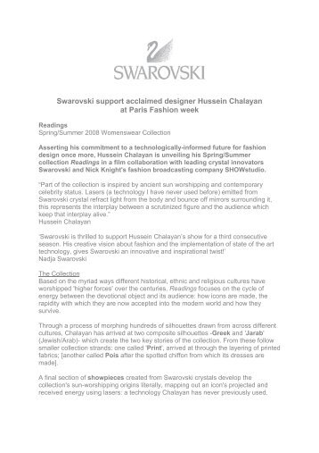 Press Release Spring/Summer 2008 - Swarovski