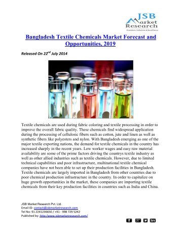 JSB Market Research : Bangladesh Textile Chemicals Market Forecast and Opportunities, 2019