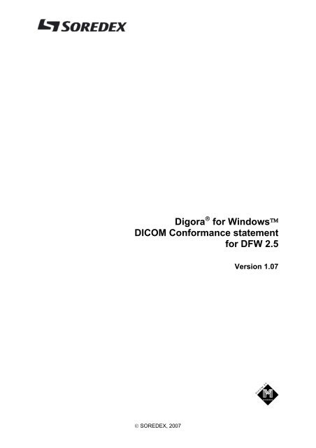 Digora Software Digora for Windowsâ ¢ DICOM Conformance statement for ... - Soredex