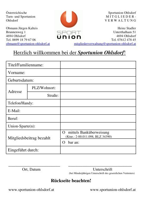 Herzlich willkommen bei der Sportunion Ohlsdorf!