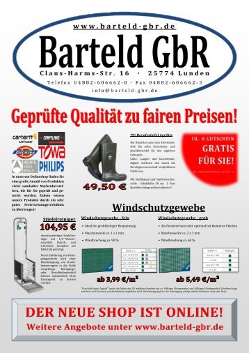 Aktueller Flyer - weitere Angebote unter www.barteld-gbr.de