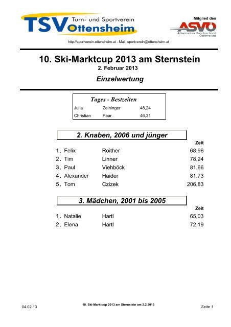 ERGEBNIS Einzelwertung - und Sportverein Ottensheim