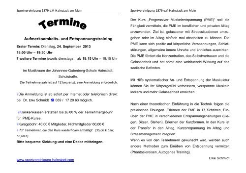 Flyer - Sportvereinigung 1879 eV Hainstadt am Main