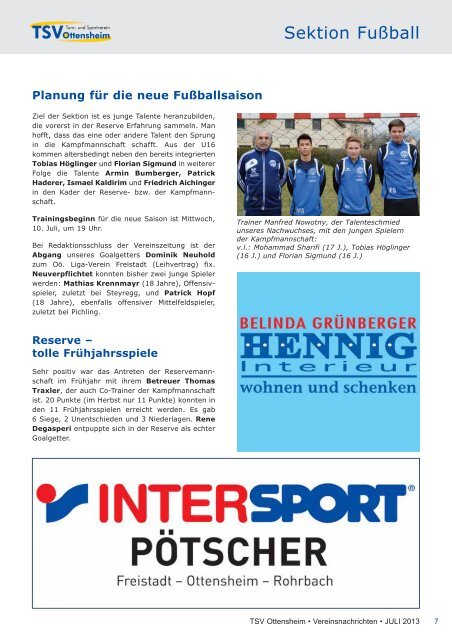 Vereinszeitung - und Sportverein Ottensheim