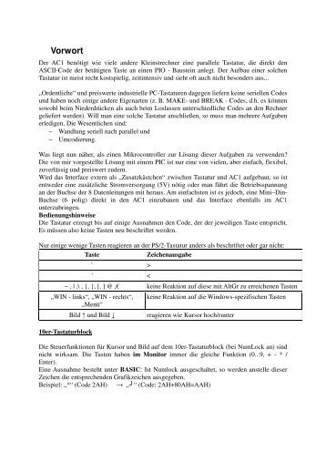 Beschreibung fÃ¼r Tastaturinterface als PDF - ac1-info.de