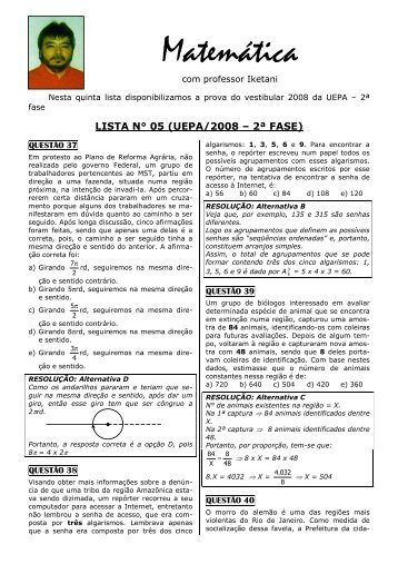 V MatemÃ¡tica com o Professor Iketani (UEPA 2008 / 2Âº ... - Grupo Ideal