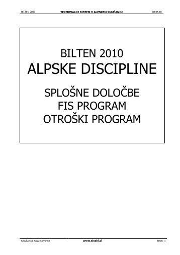 ALPSKE DISCIPLINE - Smučarska zveza Slovenije