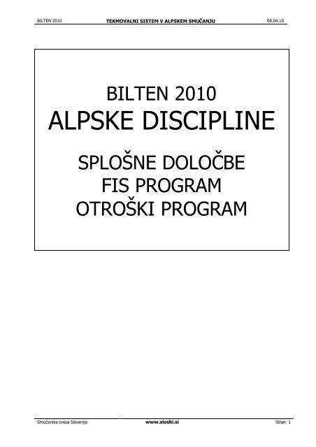 ALPSKE DISCIPLINE - Smučarska zveza Slovenije