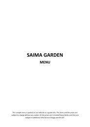 saima garden menu - Reethi Beach Resort