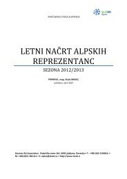 letni načrt alpskih reprezentanc - Smučarska zveza Slovenije