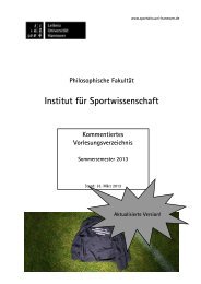 Sport - Institut fÃ¼r Sportwissenschaft - Leibniz UniversitÃ¤t Hannover
