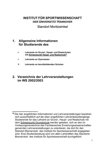 1. Allgemeine Informationen fÃ¼r Studierende des - Institut fÃ¼r ...