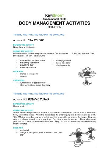 BODY MANAGEMENT ACTIVITIES - Sport Wellington