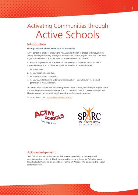 Activating Communities through Active Schools - Sport Wellington