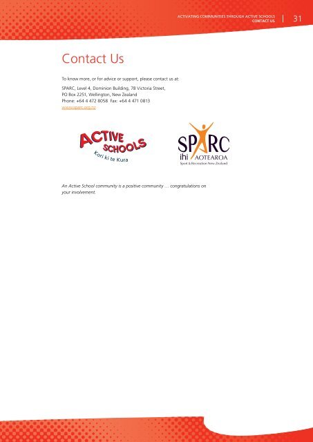 Activating Communities through Active Schools - Sport Wellington