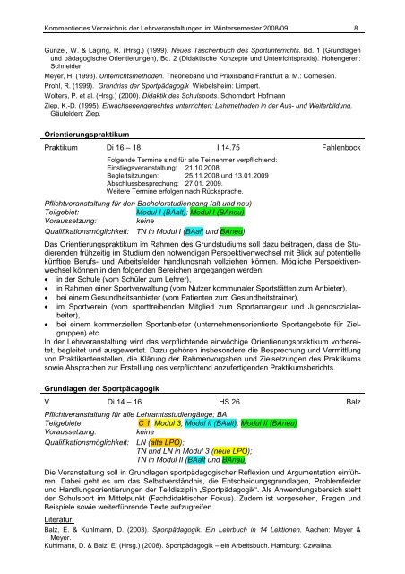 KVV-WS08-09-Homepage _9 - Fachbereich Sportwissenschaft der ...