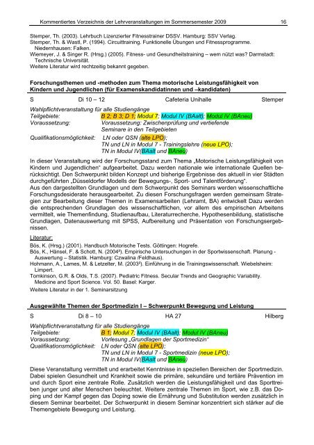 SS 2009 - Fachbereich Sportwissenschaft der UniversitÃ¤t Wuppertal ...