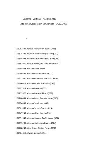 Lista de convocados (consulta por nome) - Elite PrÃ©-Vestibular ...