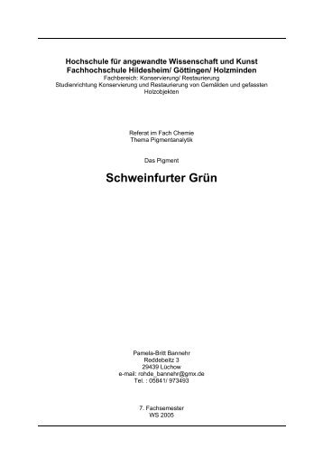 Schweinfurter Grün ist die Bezeichnung für ein künstlich ...