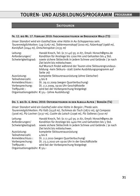 PROGRAMM - DAV Sektion Ettlingen