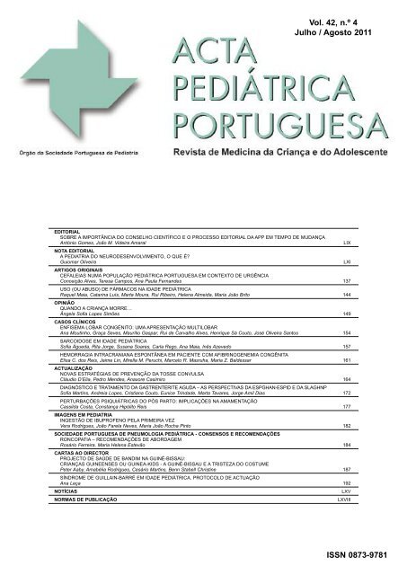 Acta Ped Vol 42 N 4 - Sociedade Portuguesa de Pediatria