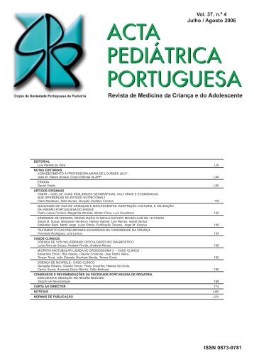 Acta Ped Vol 37 N 4 - Sociedade Portuguesa de Pediatria