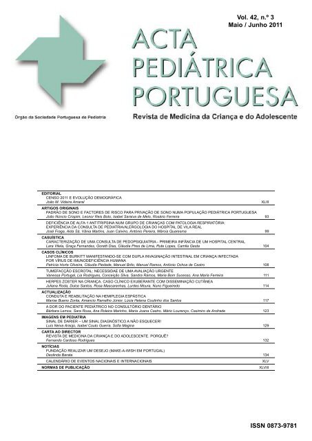 Acta Ped Vol 42 N 3 - Sociedade Portuguesa de Pediatria