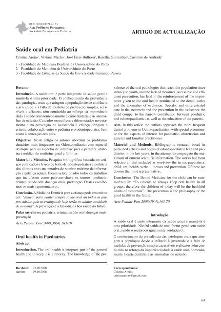 Acta Ped Vol 39 N 4:Acta Ped Vol 39 N 4 - Sociedade Portuguesa ...