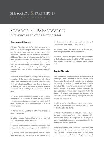 Stavros N. Papastavrou - Seissoglou & Partners LP