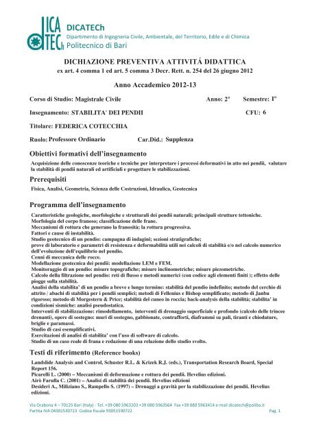 COTECCHIA - Stabilita` dei pendii (Civile).pdf - DICATECh ...