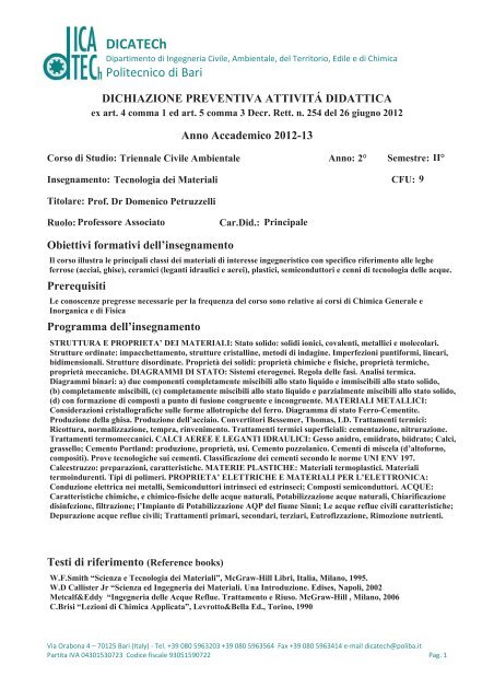 Tecnologia dei Materiali.pdf - DICATECh - Politecnico di Bari