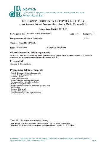 TINELLI - Geologia Applicata.pdf - DICATECh - Politecnico di Bari
