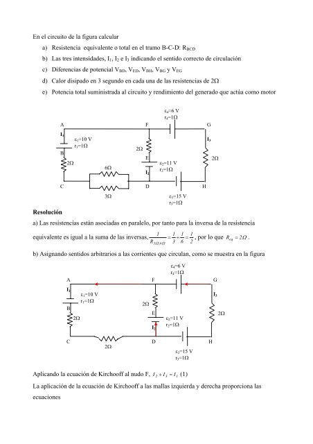 En el circuito de la figura calcular a) Resistencia ... - OCW UPM