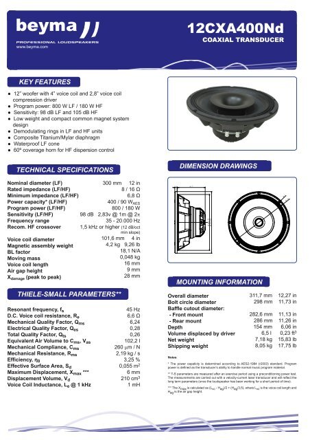 12CXA400Nd - Beyma