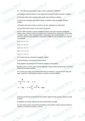 01. (ITA 1995) Qual das opÃ§Ãµes a seguir contÃ©m ... - Professor Mazzei