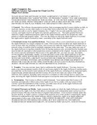 Apple Computer, Inc. Software License Agreement for ... - Apple Store