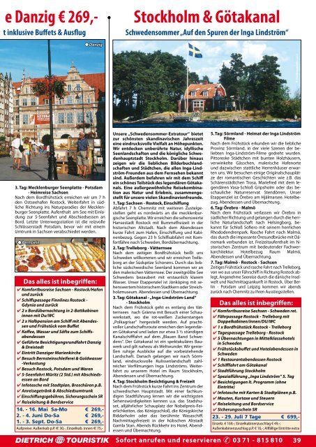 Reisekale Nder 2011 - Dietrich Touristik Busreisen