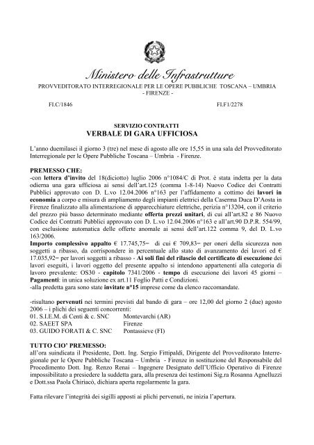 Ministero delle Infrastrutture - Comune di Firenze