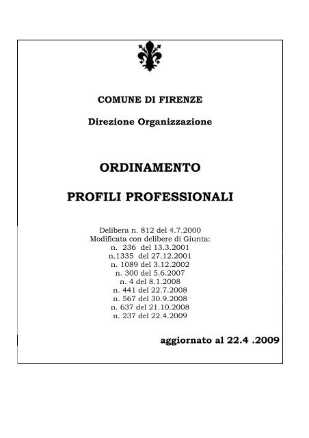 ORDINAMENTO DEI PROFILI PROFESSIONALI - Comune di Firenze