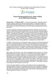 Cosmo Pharmaceuticals S.p.A. seeks a listing on the SWX Swiss ...